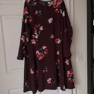 Old Navy stunning burgundy print Fit and Flare Dress